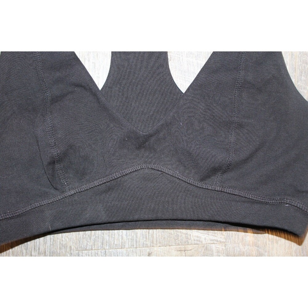 Mate the Label Women's Organic Cotton V-Neck Bra Black NEW - Picture 2 of 3